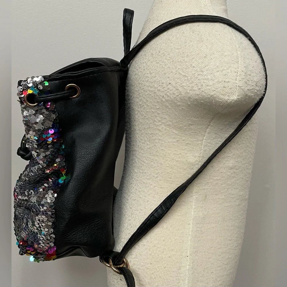 Black Flippy Sequin Mini Backpack